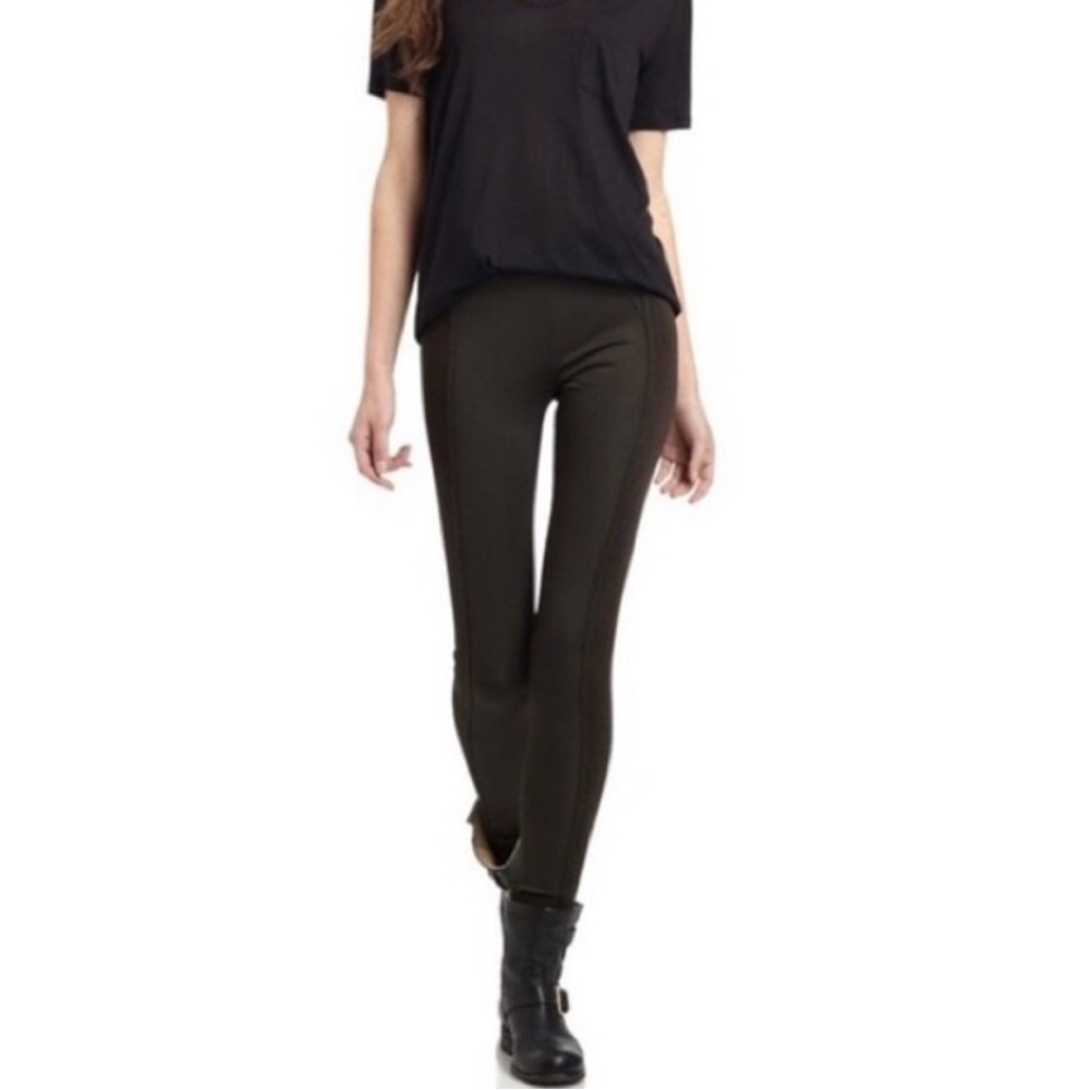 BCBGMAXAZRIA Black Moto Style Leggings with Ribbed Texture Side Panels Sz M $229